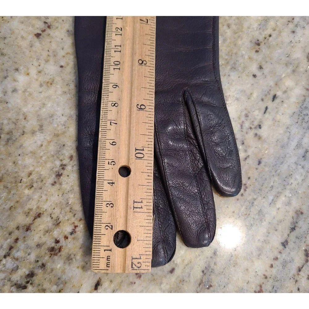 Vintage Size 6.5 Brown Lined Leather Goves . Formal 12